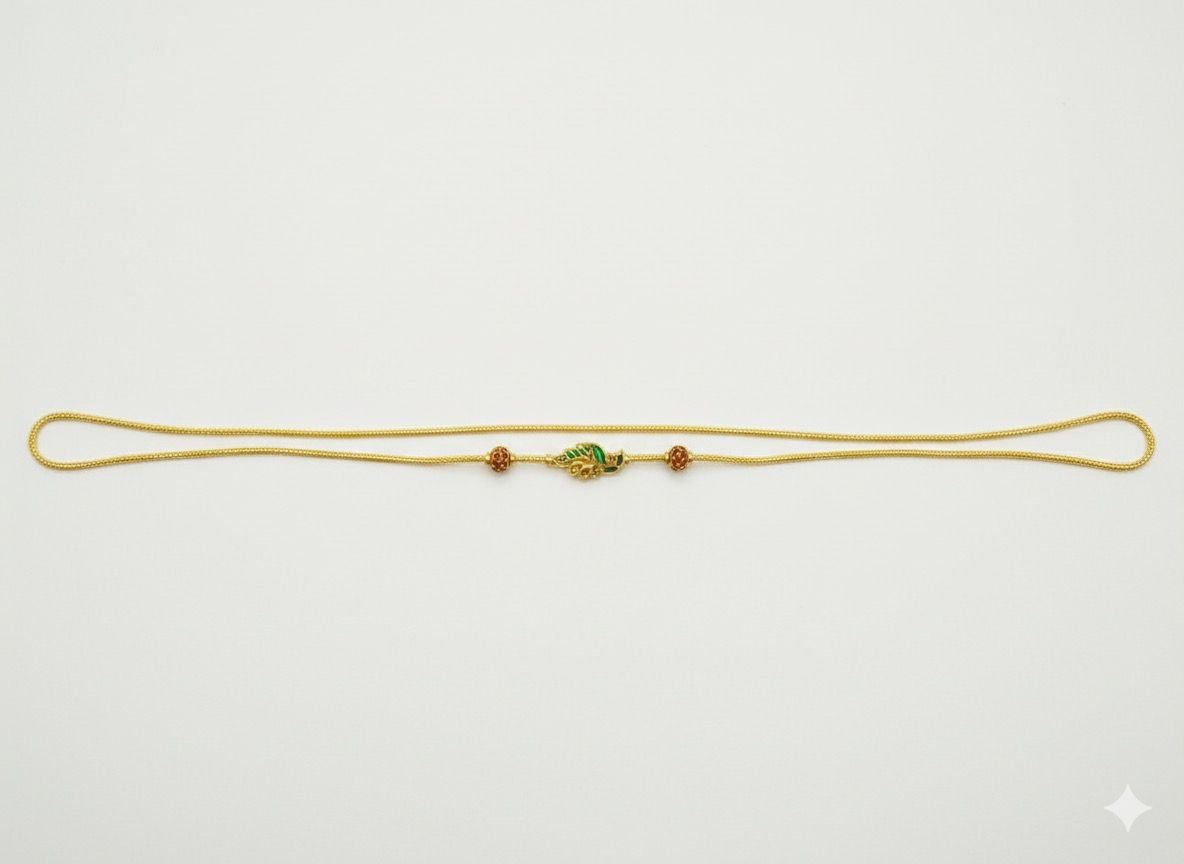 92.5 Silver Gold Plated  Enamel Peacock Mugappu Chain